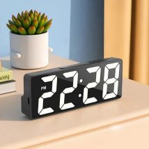 Sveglia digitale con controllo vocale Temperatura Data 2 Sveglie Snooze Modalità notturna Orologio da tavolo 12/24 ore USB Plug-in Orologio sempre attivo a LED