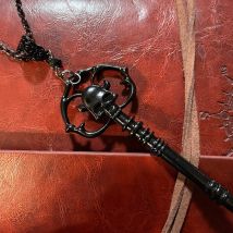 Gothic Black Skull Key Charm Necklace For Women Man Fashion Witch Jewelry Accessories Gift Alternative Skull Key Pendant Choker