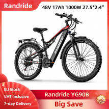 Randride YG90B Elektrofahrrad 1000 W 48 V 17 Ah 27,5 * 2,4 Zoll Mountain E-Bike MTB hydraulische Scheibenbremse 21-Gang 75 N·m 40-50 km 45 km/h