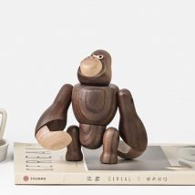Nordic Holz King Kong Puppen Gorilla Figuren Hängen Affe Hause Dekoration Zubehör Braun Handwerk