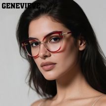 GENEVIEVE Personalisierte Schmetterling-Brille mit großem Rahmen, modische Damen-Anti-Blaulicht-Photochrome Brille, anpassbares Rezept