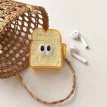 Die kreative Cartoon-Toast-Silikon-Kopfhörer-Schutzhülle eignet sich für AirPods 1, 2, 3, 4 Pro Pro 2, Anti-Drop-Schutzhülle