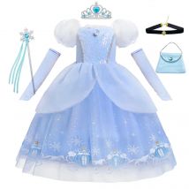 Aschenputtel Prinzessin Cosplay Kleid für Mädchen Kinder Ballkleid Pailletten Karneval Tutu Puff Mesh Kleidung für Geburtstags geschenk Sommerkleid