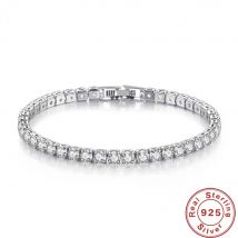 925 Sterling Silber Armband Zirkon Kette Armband Für Frauen Mode Einfache Verlobung Hochzeit Glamour Schmuck 4 MM 17,5 CM
