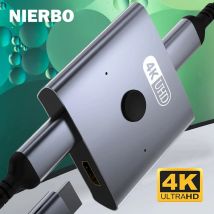 NIERBO 2 in 1 Out HDMI Bidirektionsschalter 4K@60Hz Splitterschalter Bidirektionaler HDMI-Umschalter Manueller HD-Hub für PC Xbox PS5/4/3