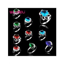 Vintage 925 Sterling Siver Women Men Finger Ring Green Blue Green Cubic Zirconia Party Accessory 10pcs Mix Design Color Size