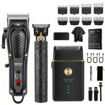 Tagliacapelli professionale Hiena 212, set di tagliacapelli da uomo in metallo, tagliacapelli elettrico senza fili per barbiere, display LCD.