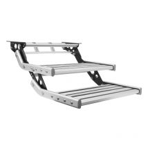 Zweischichtige Wohnmobil-Stufe mit LED, universelle Hochleistungs-Klapptreppe, 200 kg Klapptrap aus Aluminiumlegierung für Wohnmobil, Wohnwagen, Wohnmobil