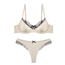 Red Satin Bra Set, Dopamine Lingerie for Small Chest, Push Up Gathers Anti Sagging, Sexy Lace Bralette for Women, Pure Sensual