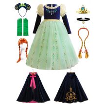 Winter Fantasia Girl Snow Queen Luxury Velvet Long Sleeve Anna Elsa Princess Dress Christmas Halloween Baby Cosplay Party Gown