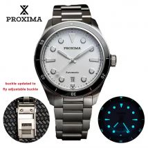 Proxima PX1697 39mm Orologio da uomo quadrante smaltato bianco Bubble Sapphire PT5000 SW200 Orologi meccanici automatici vintage 20Bar luminoso