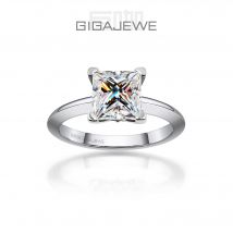 GIGAJEWE 1,2 ct 6,0 mm D Prinzessin 18 Karat Weißgold vergoldet 925 Silber Moissanit Ring Grilfriend
