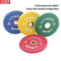 Bunte Langhantel-Hantelplatten, vollständiges Gewicht, wettbewerbsfähig, großes Loch, Vollgummi-Langhantelteile, 5,5 lbs-55 lbs