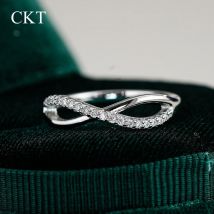 CKT Real 18k White Gold & Platinum PT950 Diamond Moissanite Ring Elegant Jewelry for Women Wedding Bands Rings Fine Jewelry