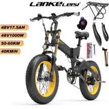 Lankeleisi X3000PIUS bicicletta pieghevole per adulti a sospensione completa, motore da 1000W, batteria da 17,5 ah, pneumatico grasso da 20 ''* 4'', 7 velocità