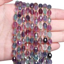 8x6mm Facettierte Ovale Stein Perle Natürliche Bunte Fluorit Reis Form Spacer Perle Für Schmuck Machen Diy Armband zubehör 7,5''