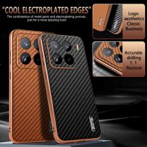 Carbon Faser Galvanik Design Leder Silikon Telefon Zurück Fall Abdeckung Für Xiaomi 15 Ultra 15Pro 14 14T Pro stoßstange Coque