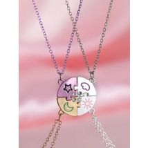 4Pcs/Set Best Friends Forever And Ever Necklace 3 Colors Design Moon Star Sun Cloud Pattern Pendant For Women Friendship Jewelry