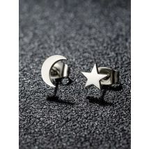 Stainless Steel Star Moon Stud Earrings for Women Korean Minimalist Earrings Golden Moon Sun Earrings Small Jewelry Accessories