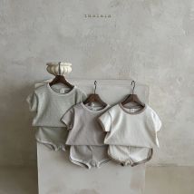 2025 neue Baby Vintage Kleidung Set Infant Solide Kurzarm T Shirts + Shorts 2 stücke Anzug Sommer Kleinkind Junge mädchen Baumwolle Outfits