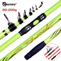 BIUTIFU Canne da pesca telescopiche per surf Shore Casting 4.25/4.5/5.0m T1000 Spinning in carbonio Potenza 80-200g Asta da lancio a lunga distanza