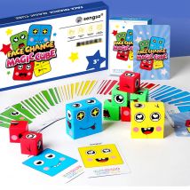 SENGSO Gesichtswechsel-Würfelspiel, Mini-Ausdrücke, passende Blockpuzzles, Bausteine, Lernspielzeug für Jungen und Mädchen, in Geschenkbox