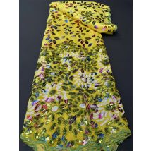 Afrikanischer nigerianischer Spitzenstoff zum Nähen, Samt-Pailletten, bestickt, Guipure, Partykleid, Hochzeit, hohe Qualität, 2024, hz1259