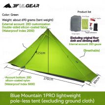 3F UL GETRIEBE 690G LANSHAN 1 Pro Leichte Rahmenlose Zelt 20D Doppel Schicht Silikon Regendicht 3 Saison Outdoor Camping zelt