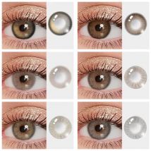1 Pair 14mm Colored Contact Lenses For Eyes Fashion Natural Brown Lenses Small Beautiful Pupil with Myopia Degree Yearly Use