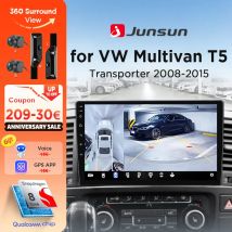 Junsun 360° °   Radio samochodowe z kamerą panoramiczną do Volkswagen Multivan T5 2003-2015 Bezprzewodowy ekran CarPlay Android Auto Stereo GPS RDS
