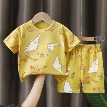 Sommer Jungen Kurzarm Anzug Cartoon Dinosaurier Baumwolle Kurzarm Top + Shorts 2 stücke Set Kinder Junge Kinder pyjamas Anzug 9M-4T