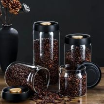 Barattolo sigillato sottovuoto per chicchi di caffè, barattolo per alimenti in vetro trasparente, contenitore ermetico e resistente all'umidità per uso domestico