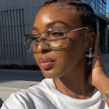 Fashion One Piece Y2k Sunglasses Women New Luxury Rimless Sun Glasses Vintage Brown Silver Gradient Sunglass Female Big Shades