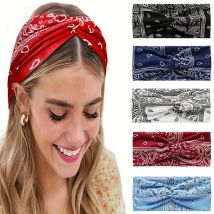 Fascia per capelli Paisley con motivo a fiori di paisley, elastica per Pilates, Yoga, Fitness, Corsa, Ciclismo, Turbante, Cerchietto per trucco