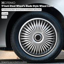 Copricerchi stile lama neri/argento da 17 pollici per cerchi in acciaio, copertura completa compatibile con Toyota, design per Volkswagen, Chevy, Chevrolet, Honda, Mazda.