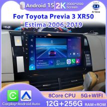 Android 15 For Toyota Previa 3 XR50 Estima 2006-2019 Car Radio Carplay Video GPS Navigation No 2din 4G Wifi Stereo Multimedia 2k