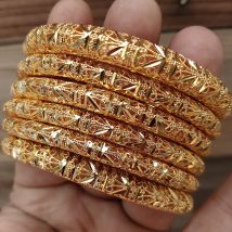 Wando 6 stücke Äthiopischen Schmuck Gold Farbe Armreifen Für Frauen Mädchen Dubai Gold Armreifen Für Afrikanische Armbänder Frauen Geschenke b141