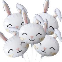 Niedliche weiße Häschen-Luftballons, Osterballon, Hasenkopf, Folienballons, Frühlingsmotiv, Osterhase, Geburtstagsparty-Zubehör, Dekoration