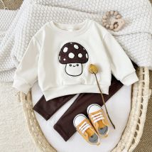 Baby Mädchen Kleidung Pilz Stickerei Pullover Frühling Herbst Infant Baby Anzug Nette Lange Ärmel Top + Unten 2 stücke jungen Neugeborenen Set