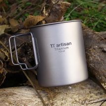 Tiartisan 350ml 750ml Tatinium Cup Zastawa stołowa do wędrówek Fodable Uchwyt Filiżanki do kawy z pokrywkami Lekkie matowe kubki