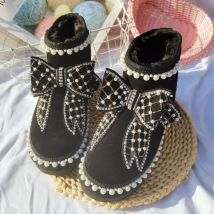 Luxus Winter Frauen kurze Plüsch warme Schneeschuhe Freizeit schuhe neue Mode Bogen Stiefeletten Wohnungen Plattform Damenschuhe