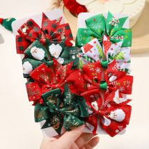 4 teile/satz 3,15'' Weihnachten Urlaub Bögen Haar Clips für Baby Mädchen Gedruckt Band Festliche Santa Schneeflocke Geschenk Haar Zubehör