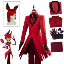 Hazbin cosplay hotel uniform alastor cosplay kostüm erwachsene männer halloween uniform jacke hose kostüme roter anzug anime cosplay
