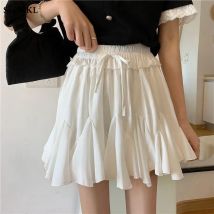 Summer Ball Gown White Mini Skirts Women 2024 Casual High Waist Ruffles Faldas Korean Bow Harajuku Y2k Micro Tennis Skirt Black