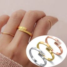 Verstellbare Ringe aus Edelstahl mit Gravur für Frauen, individueller Namensring, Schmuck für Familienpaare, Geschenk