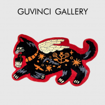 GUVINCI GG Style Retro-Teppich mit schwarzer Katze, Bodenmatte, luxuriöse handgetuftete Teppiche, Vintage-dekorative Fußmatte, maschinenwaschbar, 60 x 100 cm