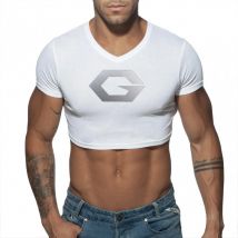 Herren Sexy Crop Top Slim Fit Tank Gestellte Muskelweste Kurzarm T-Shirt Baumwolle Workout Gym Fitness Sport Bodybuilding T-Shirt