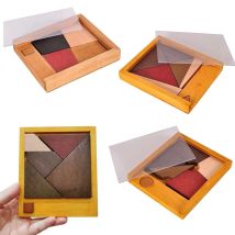 Wooden Brain Teaser Classic IQ Unique Tangram Puzzles for Adults Kids Problem Solving Educational Toys Intellectual Gifts