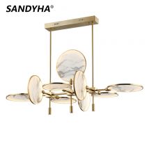 SANDYHA Moderne Vintage Led Anhänger Lichter Eisen Marmor Kronleuchter Wohnkultur Loft Wohnzimmer