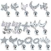 1 Stück 316 Edelstahl Ohrringe Kubikzircon 16G 6mm Knorpel Helix Ohrstecker Lobe Daith Tragus Ohrpiercing Schmuck für Frauen